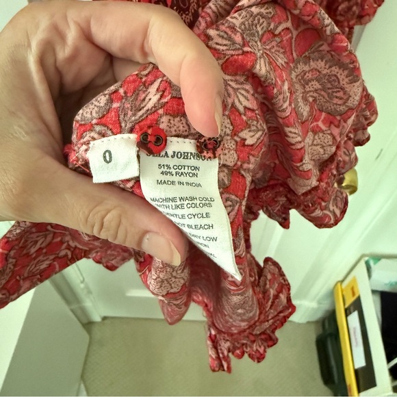 Ulla Johnson Mini Ruffle Liv Red Floral Dress | size 0 - Picture 10 of 10